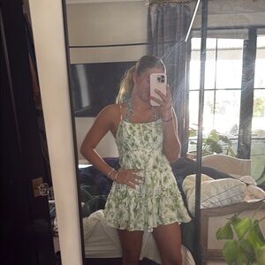 Green Floral Mini Dress